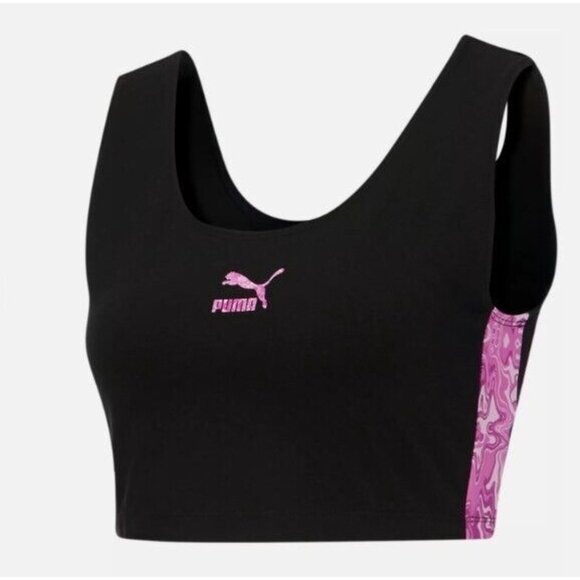 PUMA 536860 Hypnotize T7 Sports Bralette Top Black Purple ( M ) - Picture 2 of 4